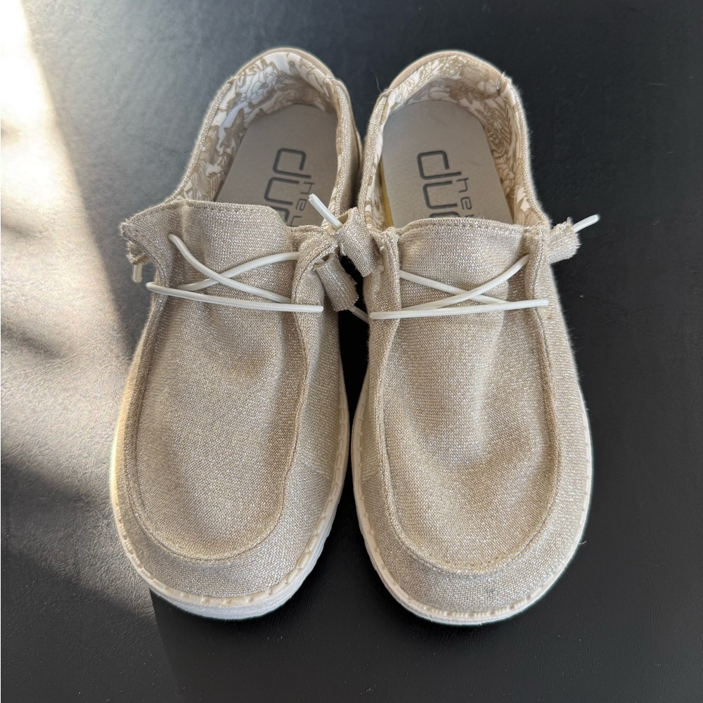 Glittery Hey Dude Women's Shoes in Cream